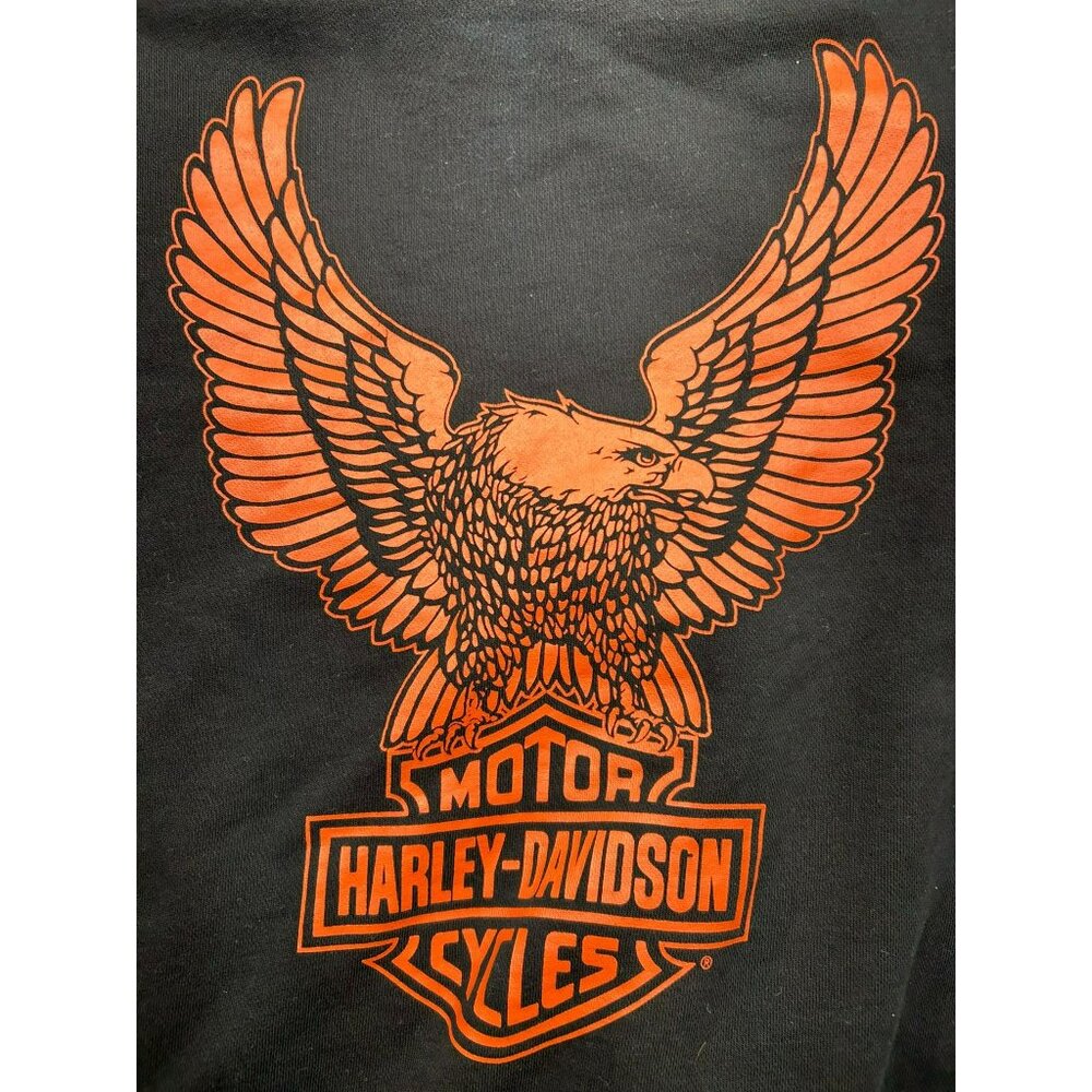 Harley-Davidson Black Zip-Up Hoodie With Orange Graphics Front & Back - Picture 5 of 5